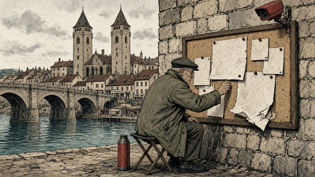 Dessin satirique : Sites des préfectures en panne : l'État redécouvre le panneau d'affichage, et ne veut plus le rendre