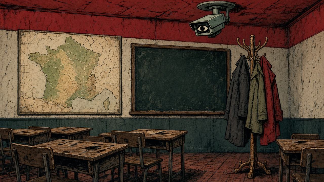 Dessin satirique : Professeurs remplaçants : le ministère compte désormais en « équivalent présence », caméras de classe à l'appui